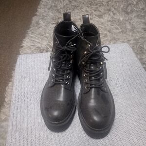 Madden Girl Charcoal Lace-Up Ankle Booties